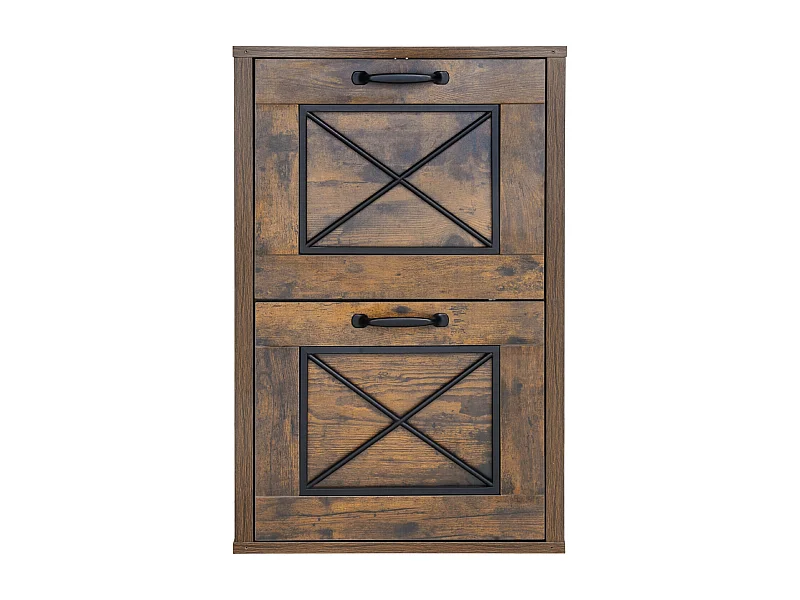 Vertikaler Aktenschrank mit 2 Schubladen von UcceBuy, Robust, Verstellbare Kleiderstange (2 Stufen), Dokumentenablage für A4/Letter/Legal, Honigbraun