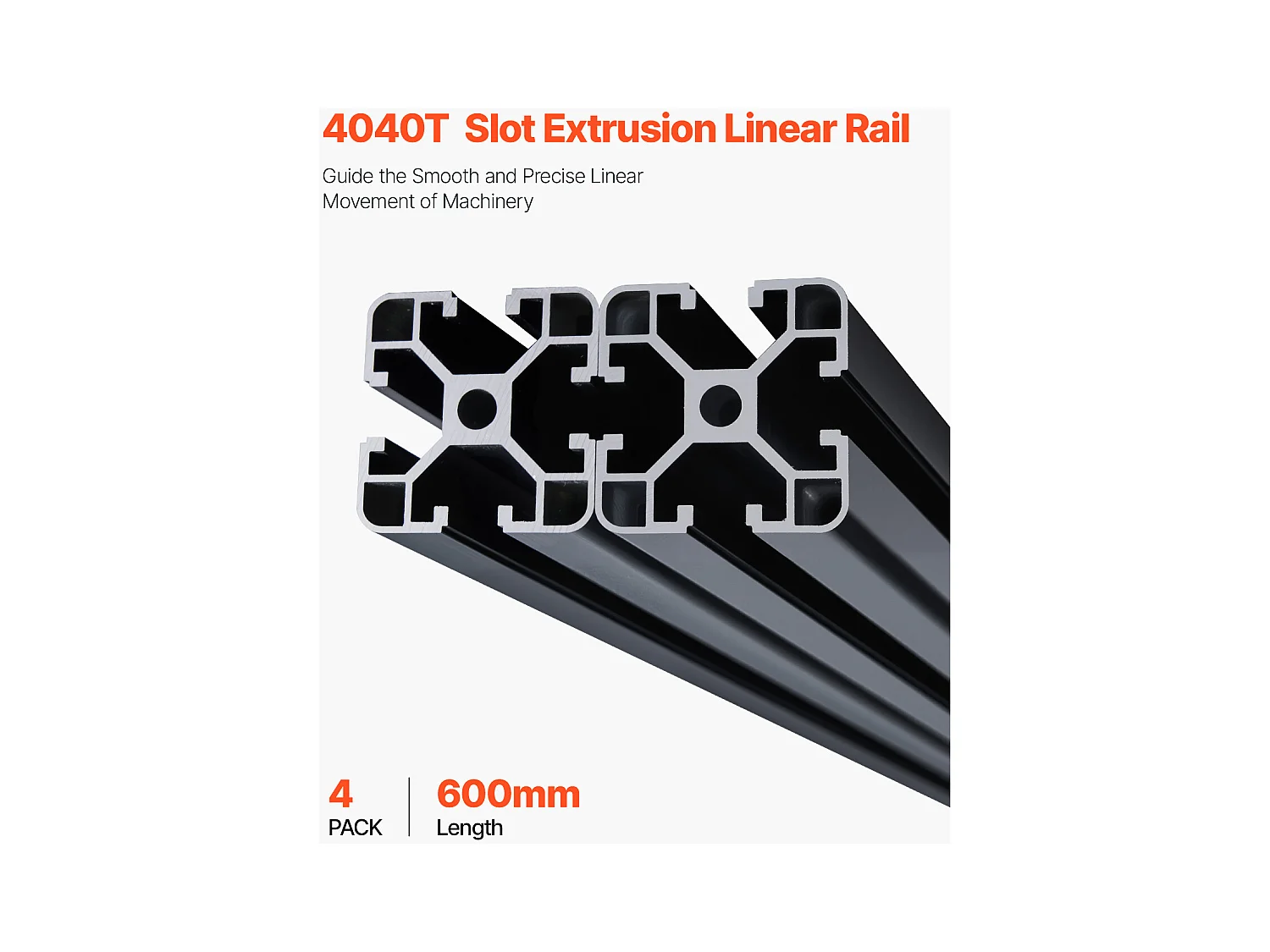Profilés d'Extrusion SucceBuy en Aluminium 4040 à Rainure en T de 60 cm,Lot de 4, Rail Linéaire Anodisé Standard Européen, Extrudé Haute Résistance