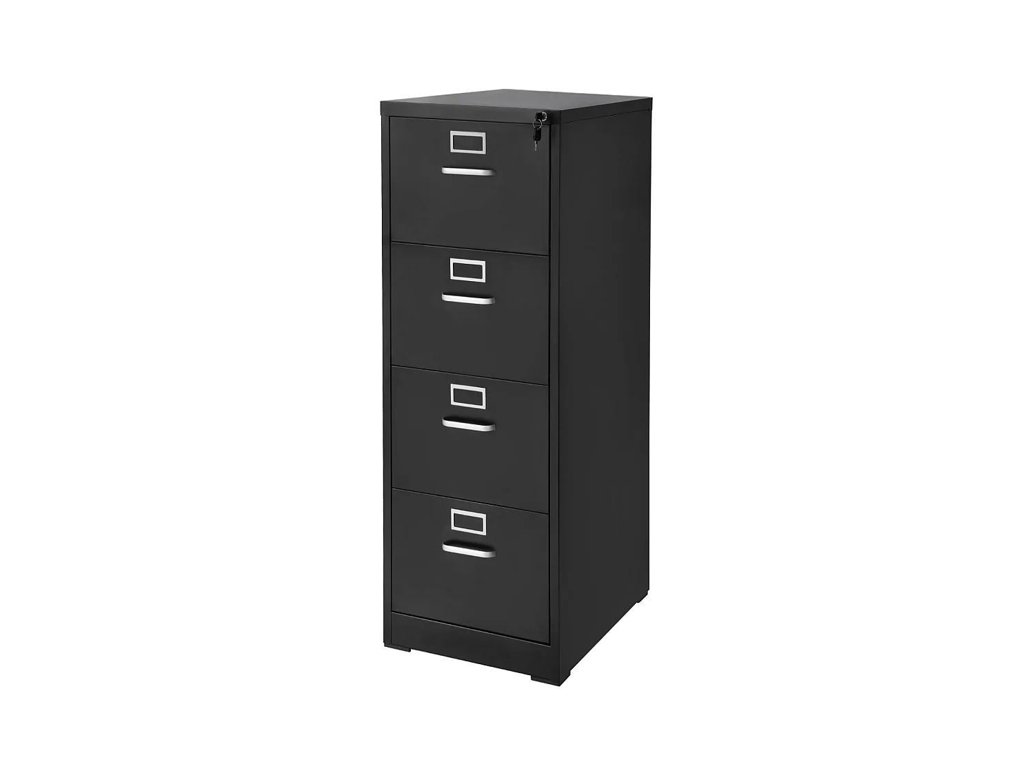 Classeur Vertical 4 Tiroirs SucceBuy avec Serrure, Caisson de Bureau en Métal, Tringle Amovible, Document Rangement pour A4/Lettre/Légal, Montage Facile, Noir