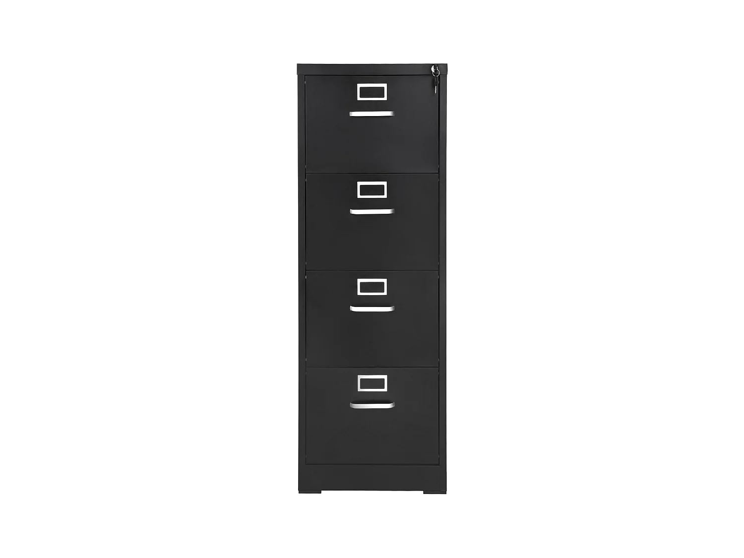 Classeur Vertical 4 Tiroirs SucceBuy avec Serrure, Caisson de Bureau en Métal, Tringle Amovible, Document Rangement pour A4/Lettre/Légal, Montage Facile, Noir