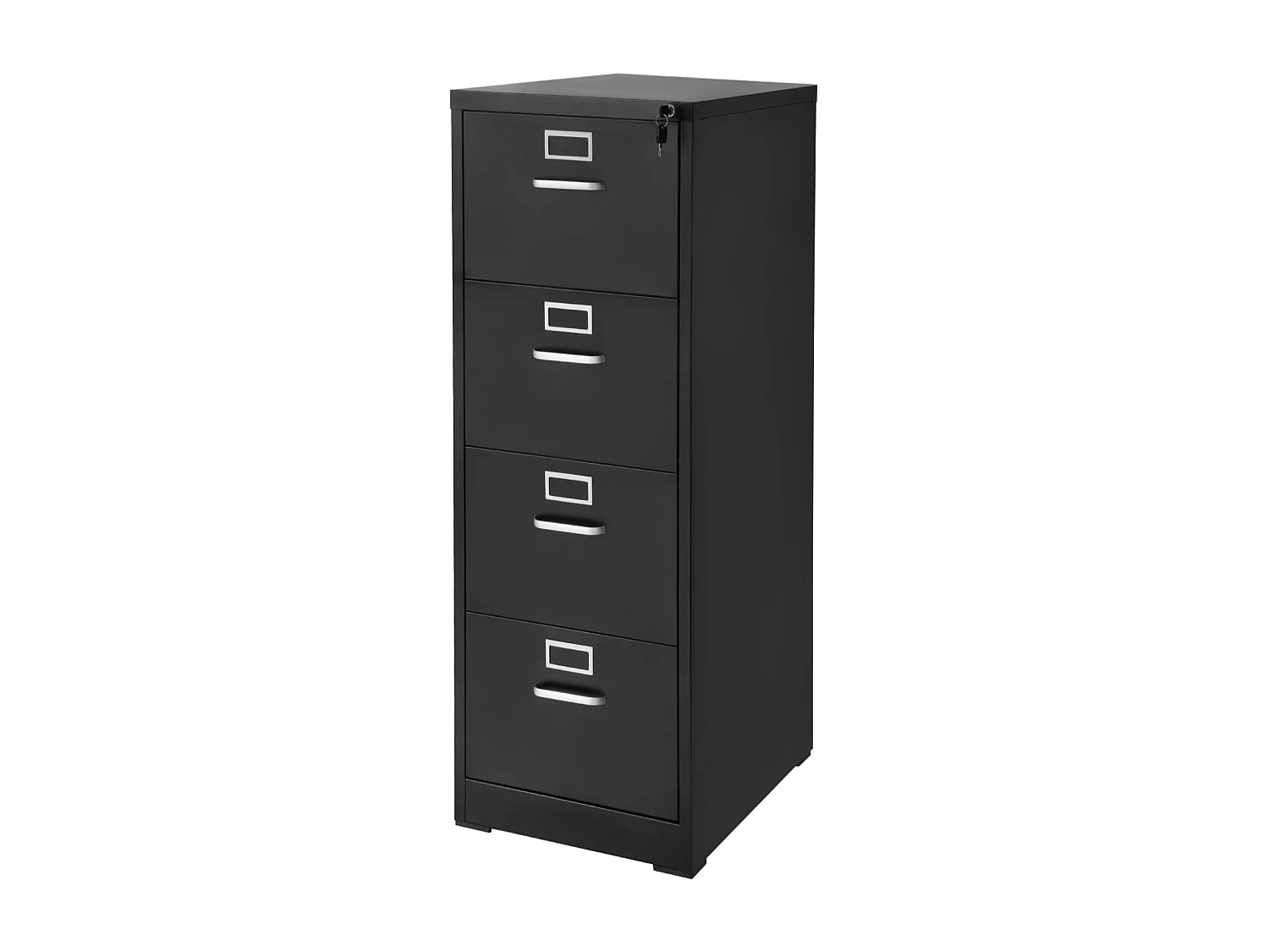 Classeur Vertical 4 Tiroirs SucceBuy avec Serrure, Caisson de Bureau en Métal, Tringle Amovible, Document Rangement pour A4/Lettre/Légal, Montage Facile, Noir