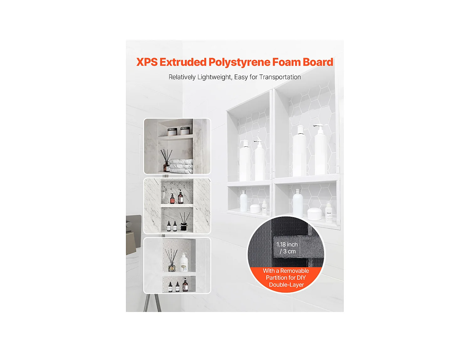Niche Encastrable Salle de Bain SucceBuy, 40,6x81,3 cm + 40,6x81,3 cm,Murale Étagères de Rangement Moderne, Rangement Savon/Shampoing, Noir