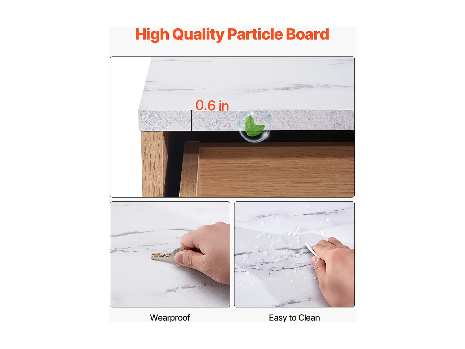 Commode 5 Tiroirs Cannelés SucceBuy, Bois, Système Coulissant/Anti-Basculement, Style Moderne, Organisateur, Salon/Couloir/Chambre/Entrée, Bois Clair