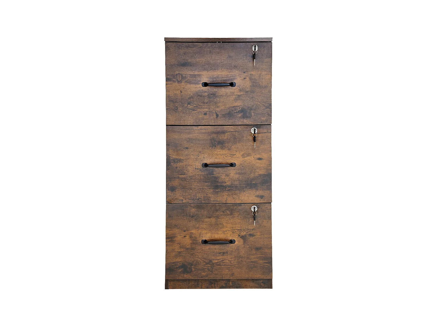 Archivador Vertical de 3 Cajones SucceBuy con Cerradura, Robusto, Barra Ajustable (2 Niveles), Archivo para Documentos A4/Carta/Legal, Fácil Montaje, Negro+Marrón