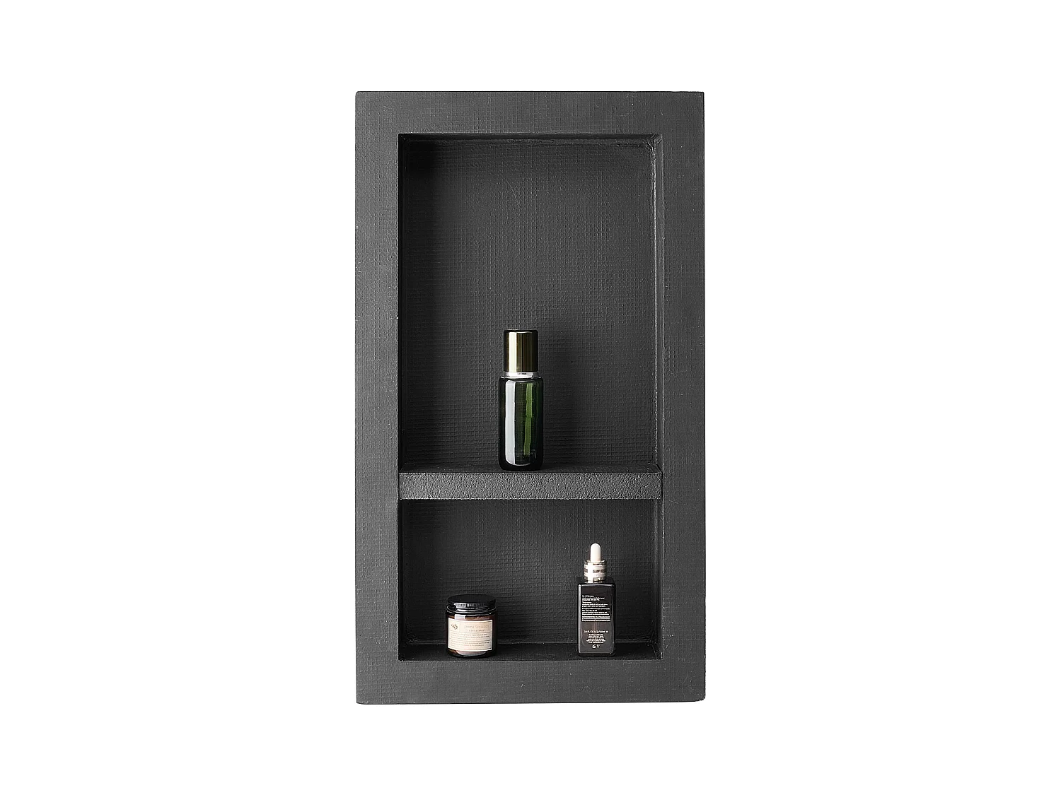 Niche Encastrable Salle de Bain SucceBuy, 10,16x40,64x71,12 cm, Murale Étagères de Rangement Moderne, Rangement Savon/Shampoing, Noir