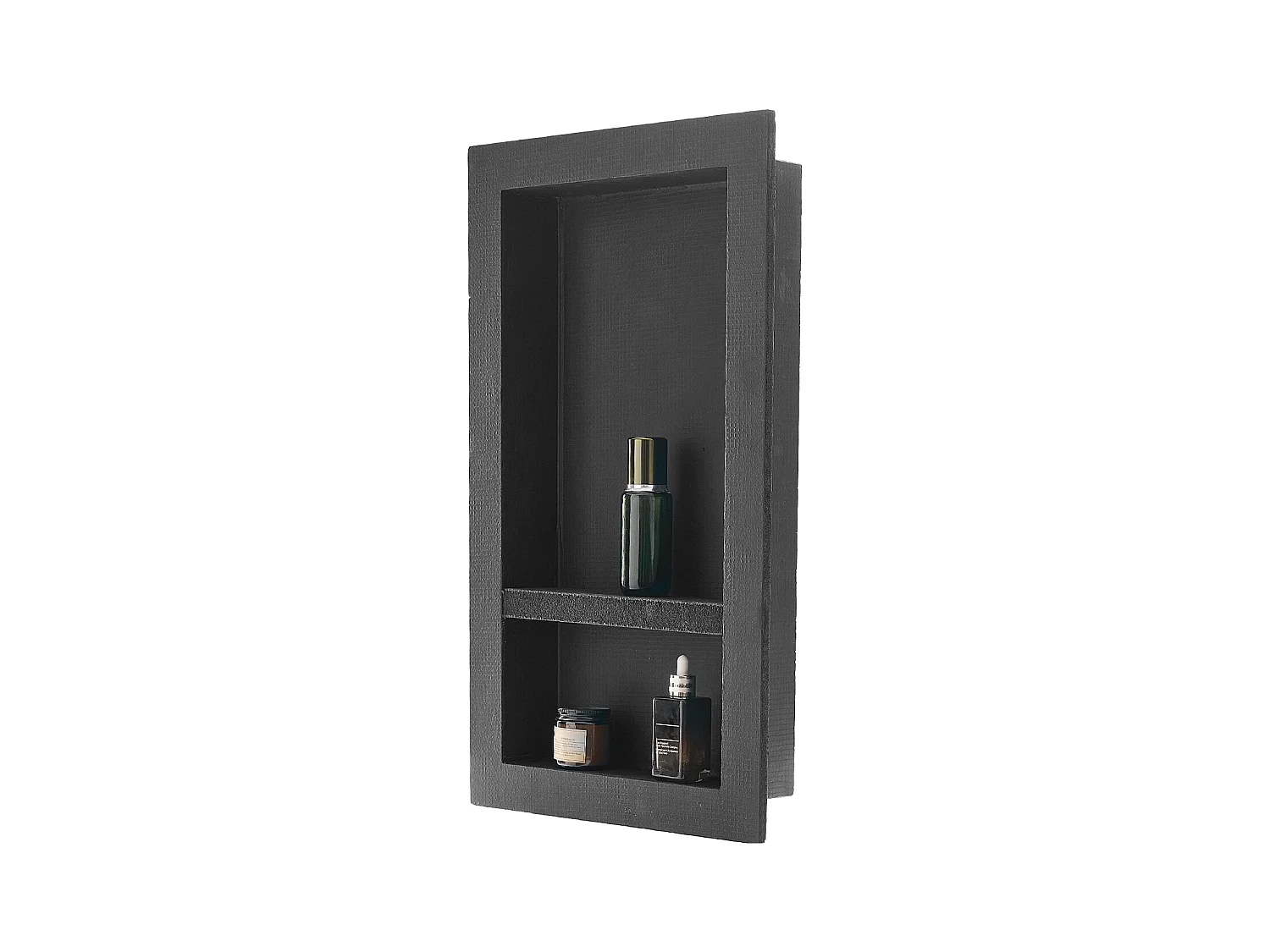 Niche Encastrable Salle de Bain SucceBuy, 10,16x40,64x71,12 cm, Murale Étagères de Rangement Moderne, Rangement Savon/Shampoing, Noir