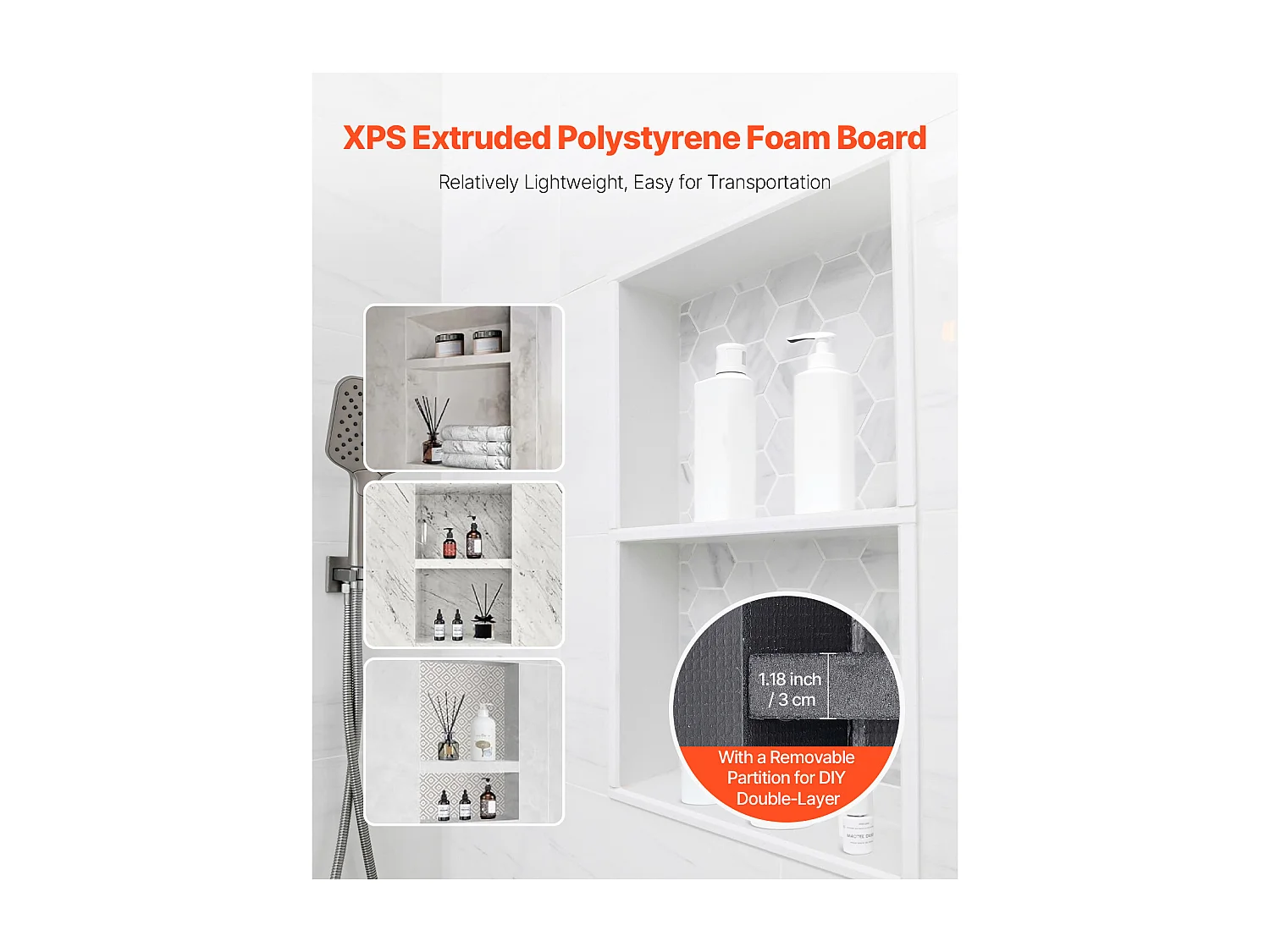 Niche Encastrable Salle de Bain SucceBuy, 10,16x40,64x71,12 cm, Murale Étagères de Rangement Moderne, Rangement Savon/Shampoing, Noir