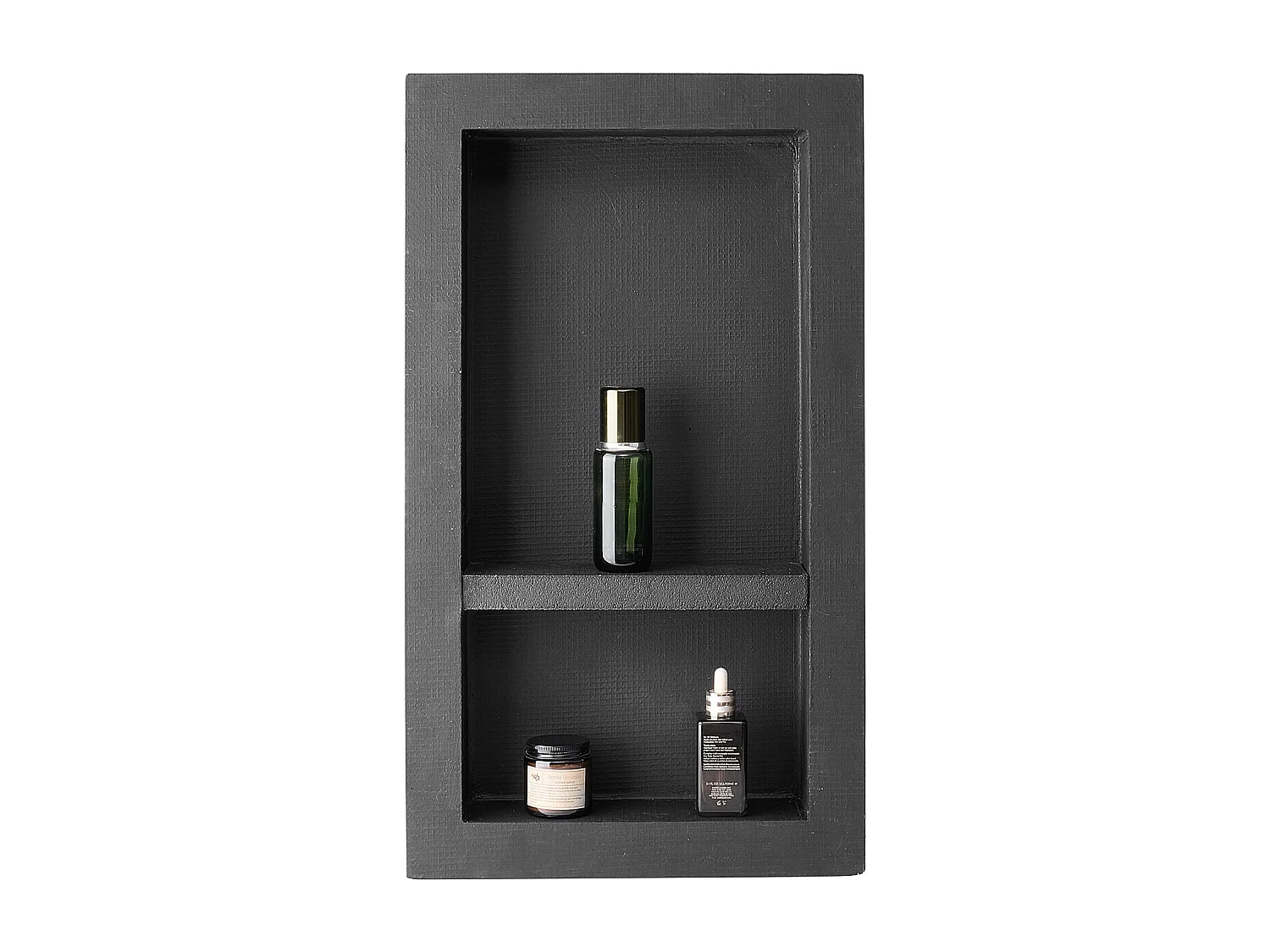 Niche Encastrable Salle de Bain SucceBuy, 10,16x40,64x71,12 cm, Murale Étagères de Rangement Moderne, Rangement Savon/Shampoing, Noir