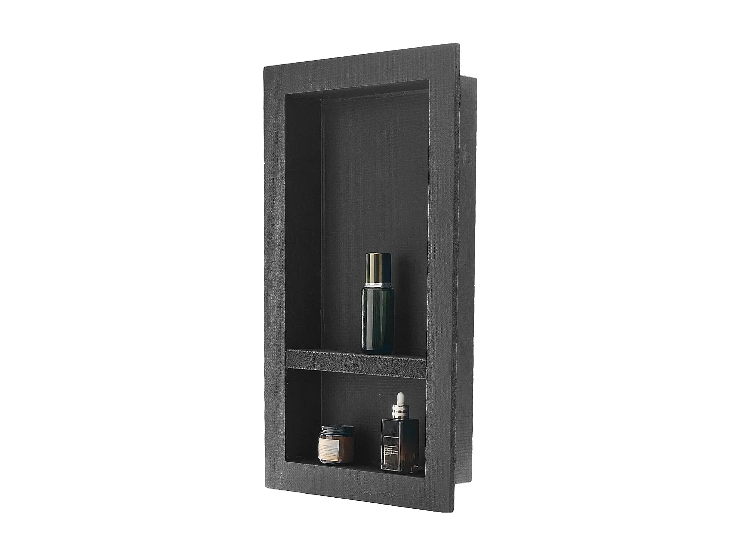 Niche Encastrable Salle de Bain SucceBuy, 10,16x40,64x71,12 cm, Murale Étagères de Rangement Moderne, Rangement Savon/Shampoing, Noir