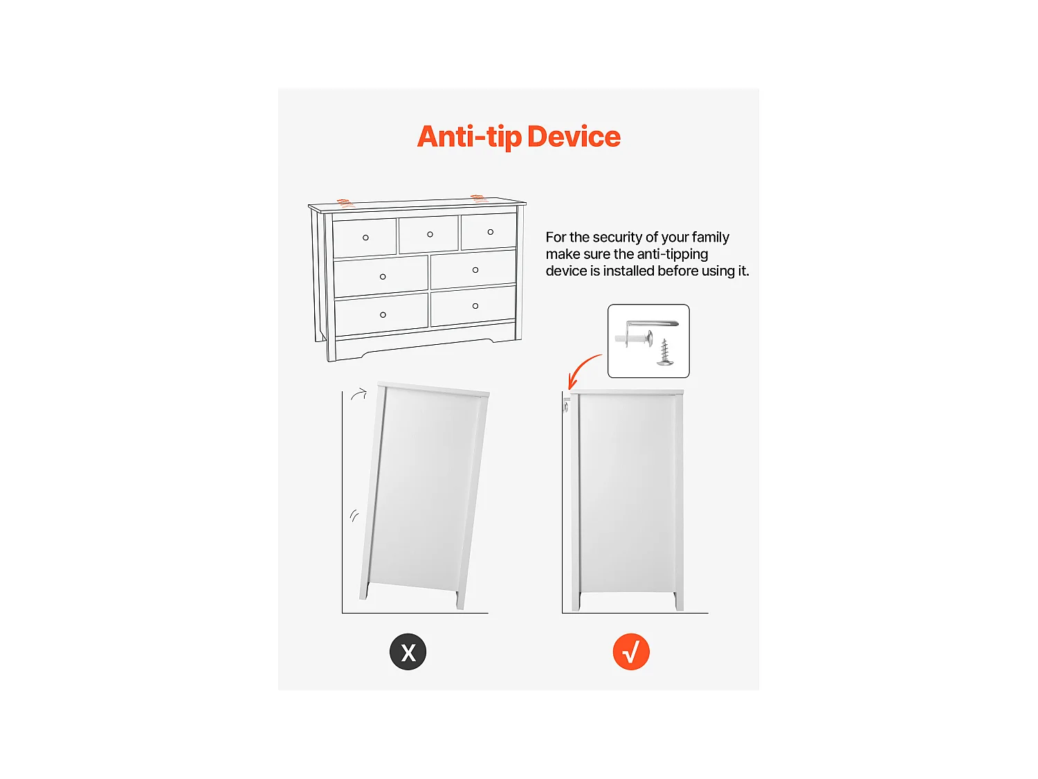Commode 7 Tiroirs SucceBuy, Bois, Système Coulissant/Anti-Basculement, Style Moderne, Meuble TV/Armoire, Salon/Couloir/Chambre/Entrée, Blanc