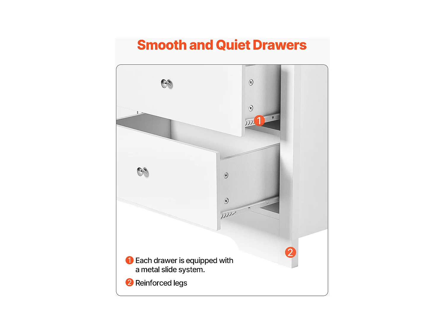 Commode 7 Tiroirs SucceBuy, Bois, Système Coulissant/Anti-Basculement, Style Moderne, Meuble TV/Armoire, Salon/Couloir/Chambre/Entrée, Blanc