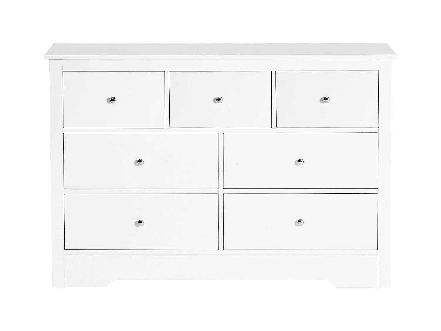 Commode 7 Tiroirs SucceBuy, Bois, Système Coulissant/Anti-Basculement, Style Moderne, Meuble TV/Armoire, Salon/Couloir/Chambre/Entrée, Blanc