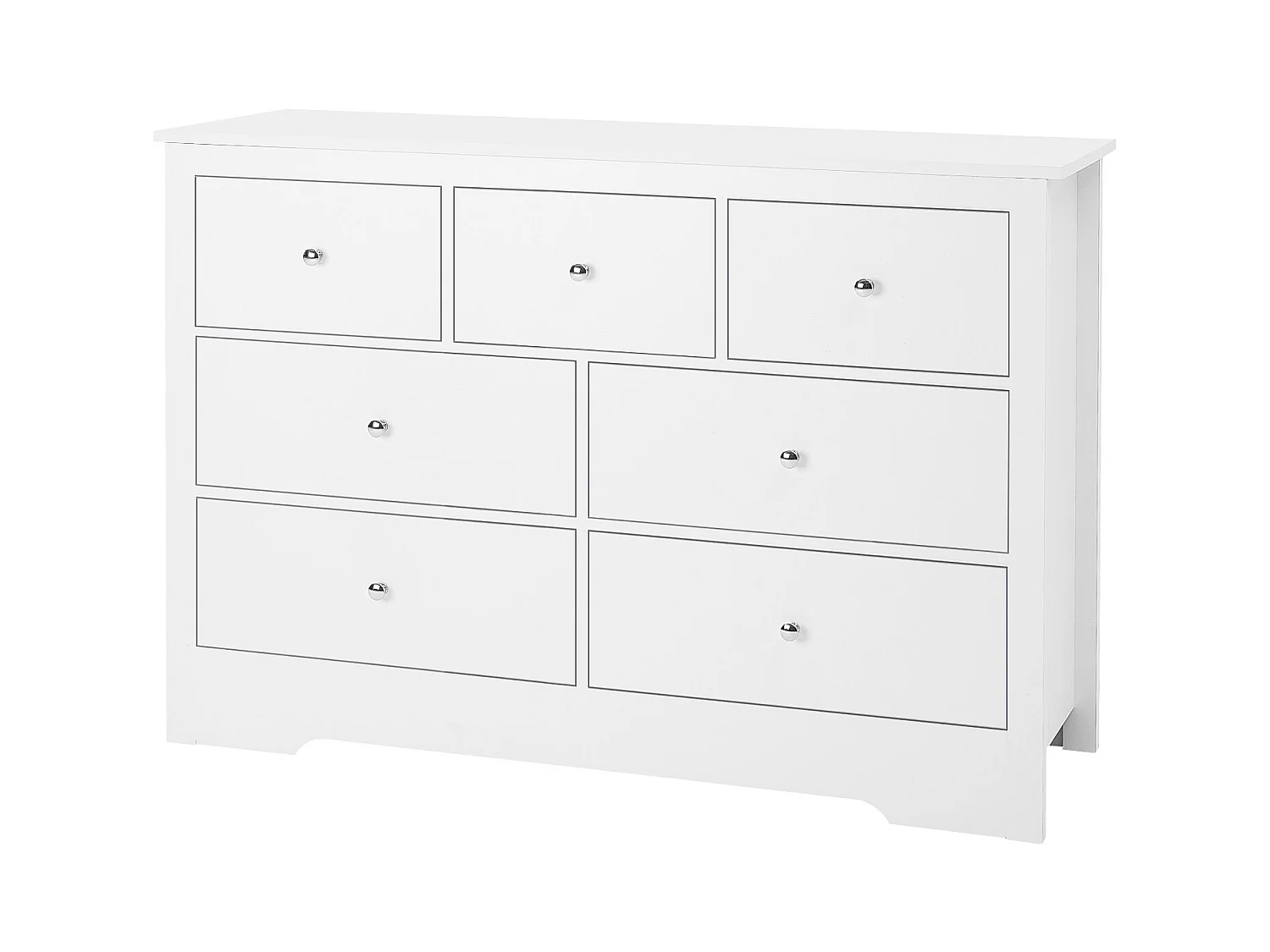 Cómoda de 7 Cajones SucceBuy, Madera, Sistema Deslizante/Antivuelco, Estilo Moderno, Mueble para TV/Armario, Salón/Pasillo/Dormitorio/Entrada, Blanco
