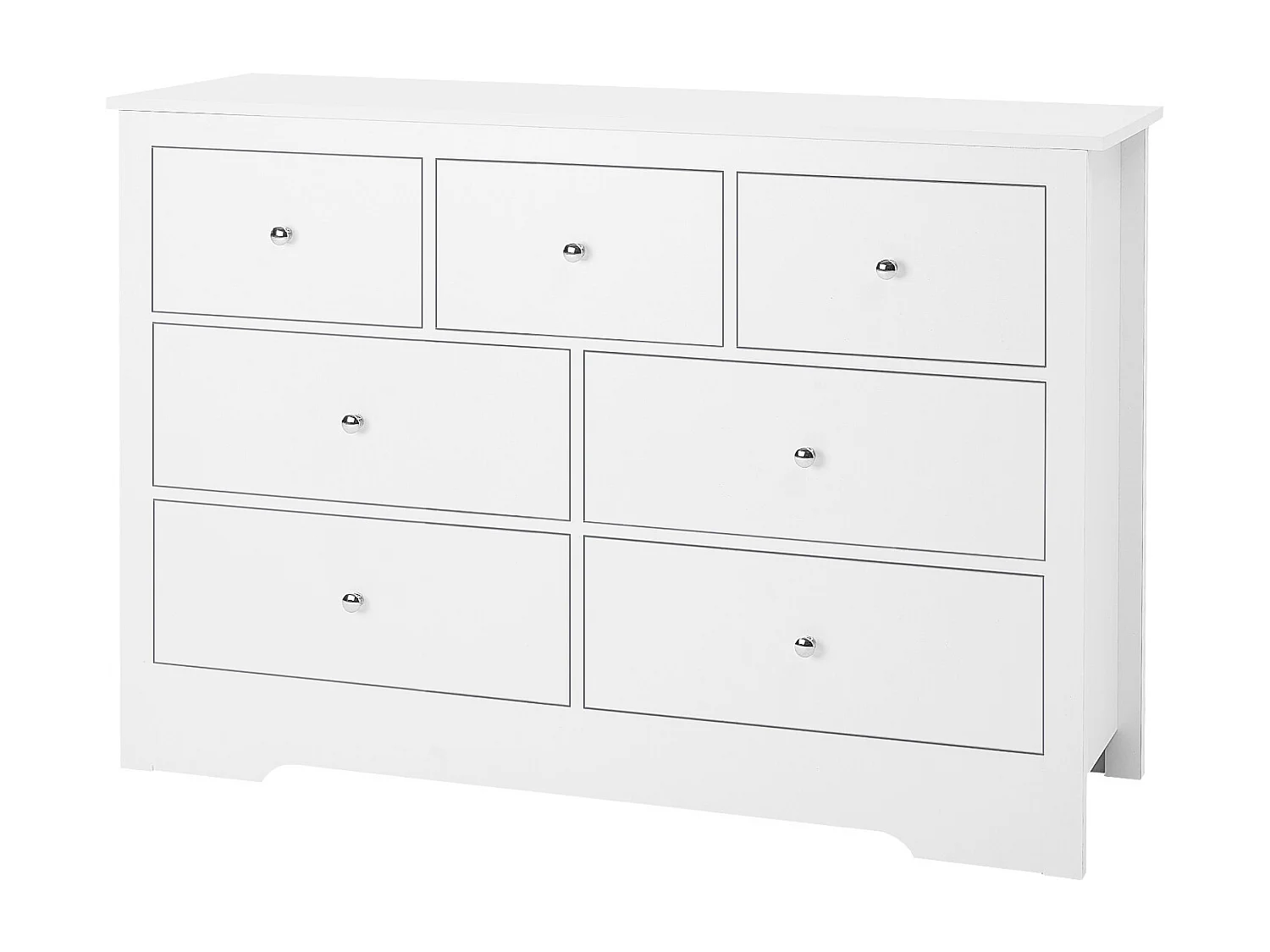 Commode 7 Tiroirs SucceBuy, Bois, Système Coulissant/Anti-Basculement, Style Moderne, Meuble TV/Armoire, Salon/Couloir/Chambre/Entrée, Blanc