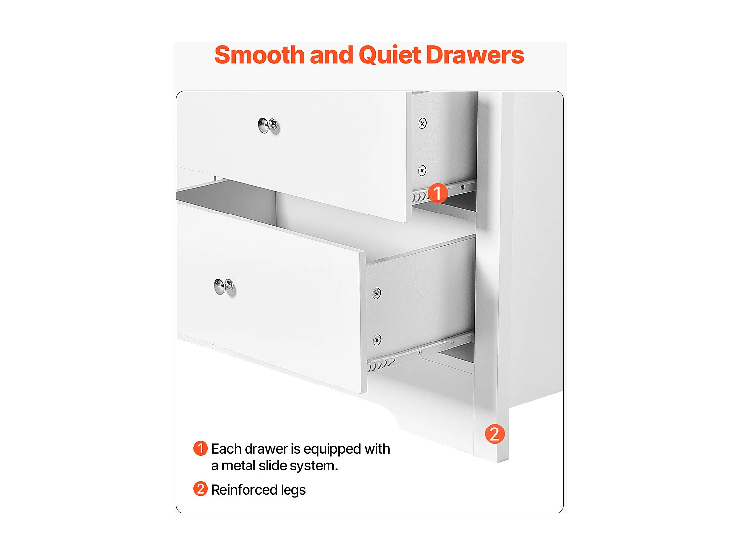 Commode 7 Tiroirs SucceBuy, Bois, Système Coulissant/Anti-Basculement, Style Moderne, Meuble TV/Armoire, Salon/Couloir/Chambre/Entrée, Blanc