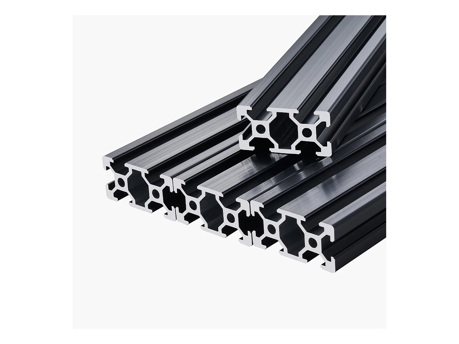 Aluminiumprofielen SucceBuy 150 cm T-Sleuf 2040, Set van 5, Geanodiseerde Lineaire Rail volgens Europese Normen, Geschikt voor 3D-printers, Zwart