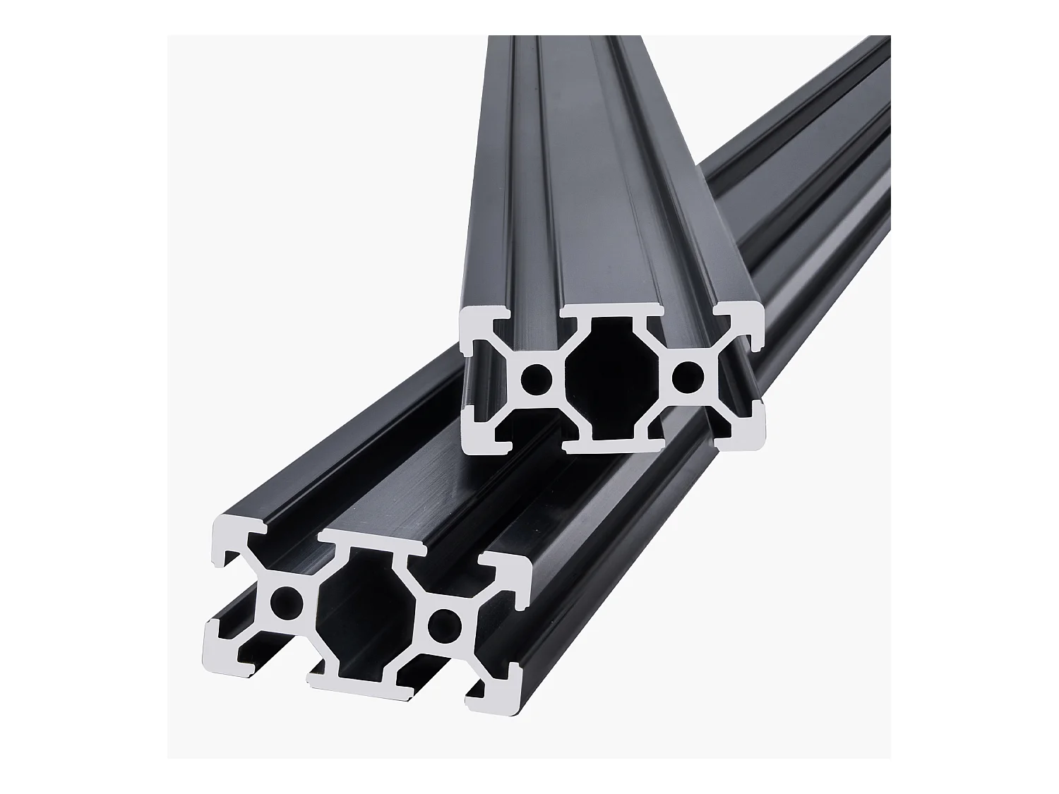 Aluminiumprofielen SucceBuy 150 cm T-Sleuf 2040, Set van 5, Geanodiseerde Lineaire Rail volgens Europese Normen, Geschikt voor 3D-printers, Zwart