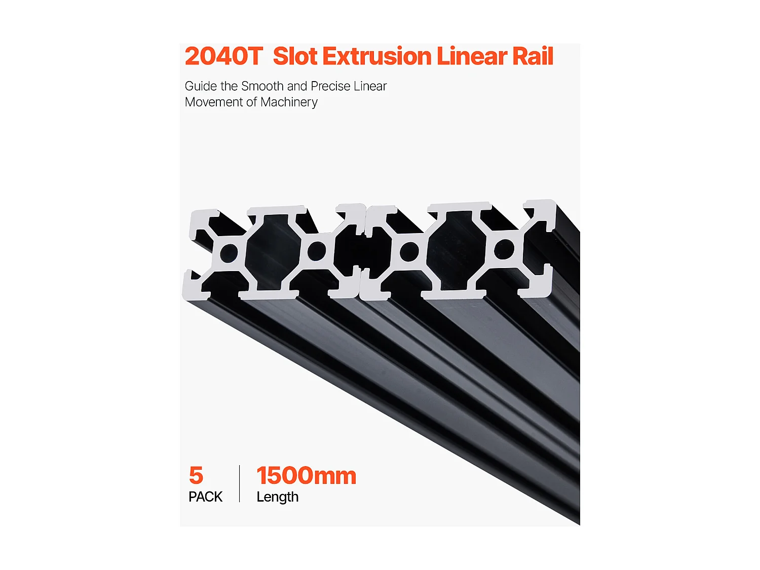 Profilés Aluminium SucceBuy 150 cm Rainure en T 2040, Lot de 5, Rail Linéaire Anodisé selon les Normes Européennes, Adapté aux Imprimantes 3D, Noir