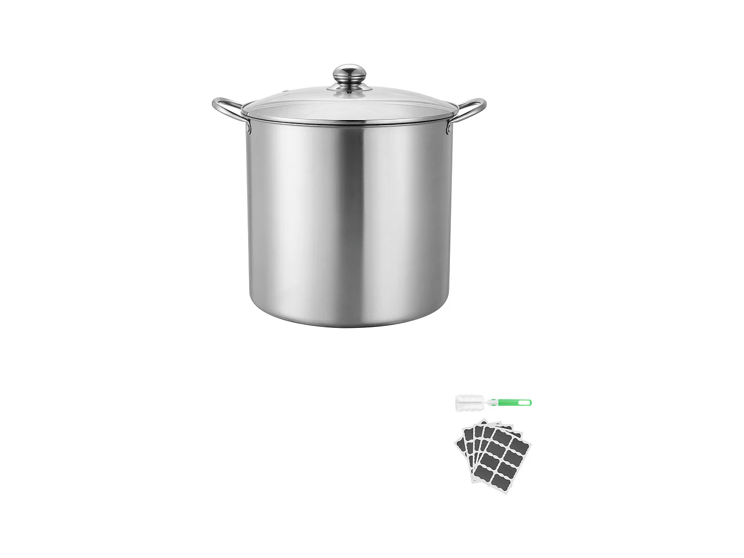 Panela para Conservas SucceBuy 19,86 L com Suporte, em Aço Inoxidável para Banho-Maria com Duas Alças e Tampa de Vidro, Adequada para Todos