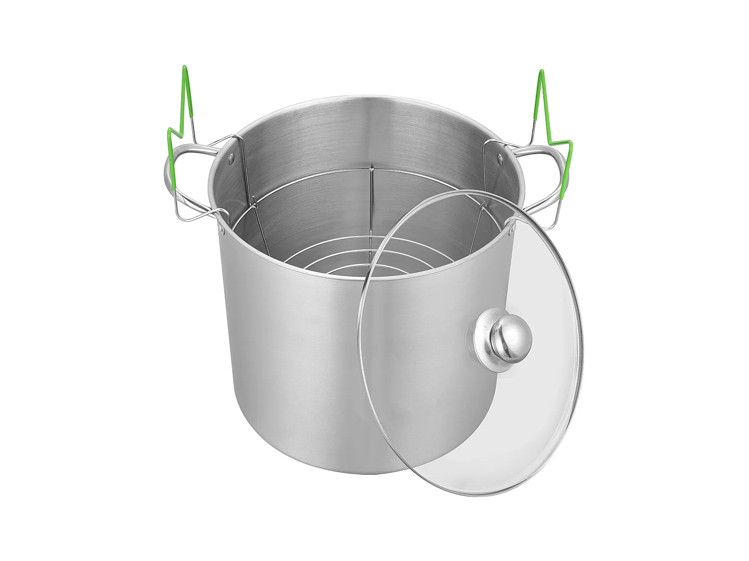 Panela para Conservas SucceBuy 19,86 L com Suporte, em Aço Inoxidável para Banho-Maria com Duas Alças e Tampa de Vidro, Adequada para Todos
