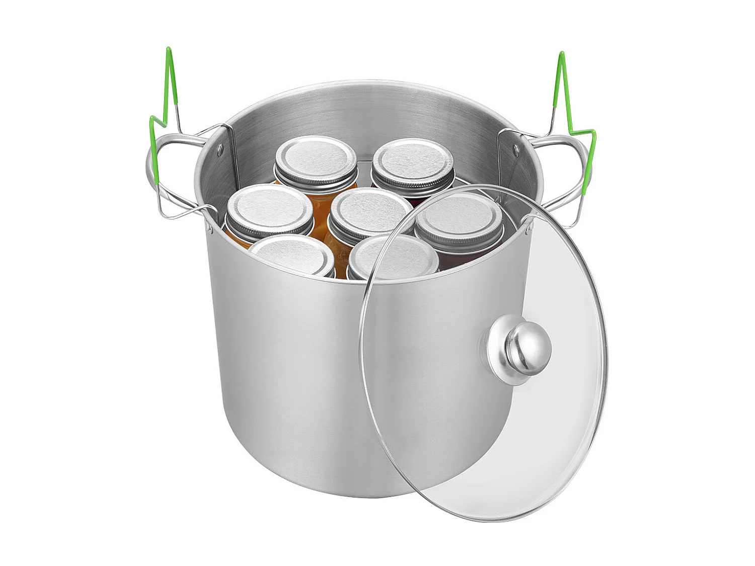 Marmite à Conserves SucceBuy 19,86 L avec Support, en Acier Inoxydable pour Bain-Marie avec Double Poignée et Couvercle en Verre, Adaptée à Tous