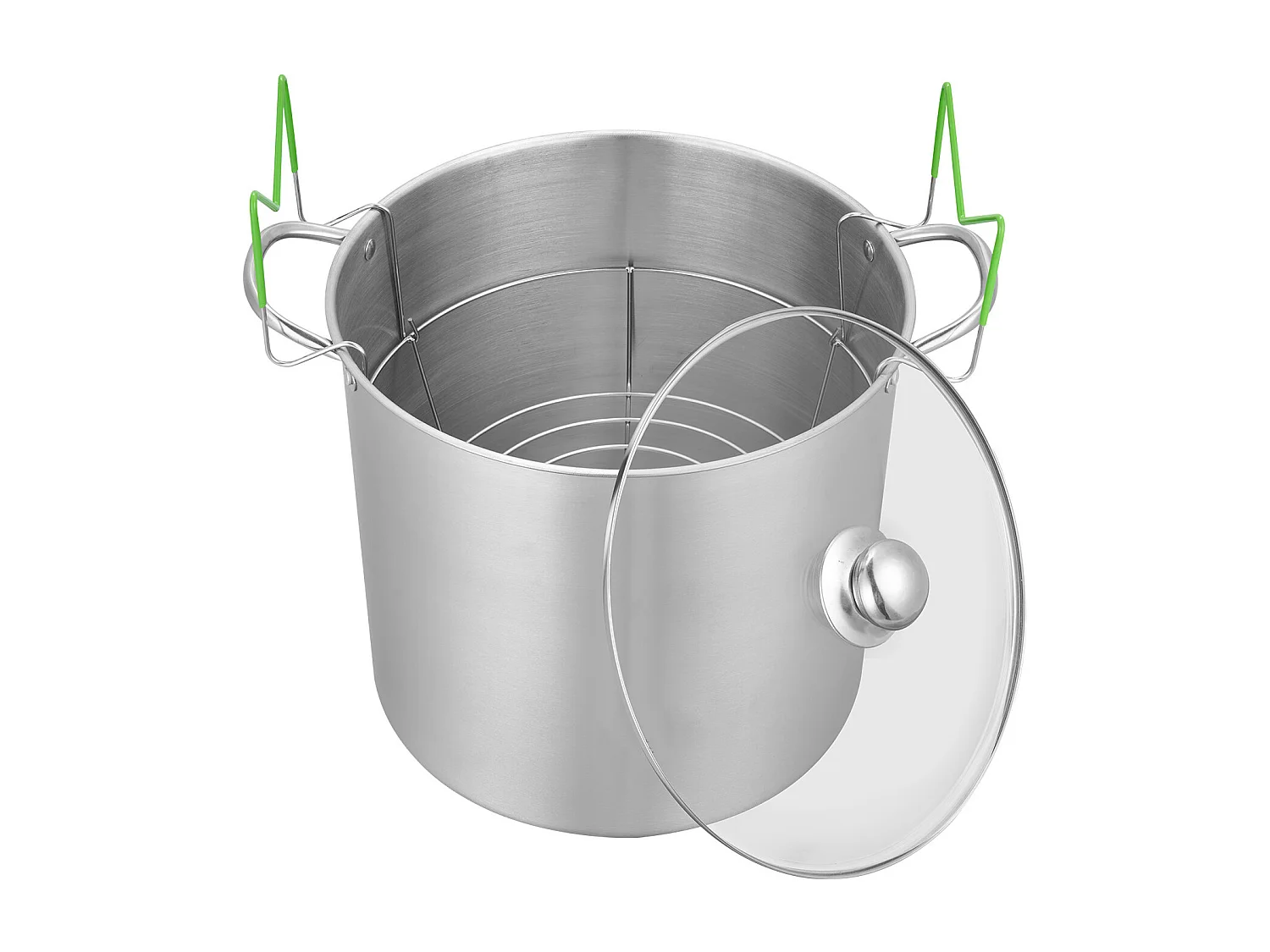 Marmite à Conserves SucceBuy 19,86 L avec Support, en Acier Inoxydable pour Bain-Marie avec Double Poignée et Couvercle en Verre, Adaptée à Tous