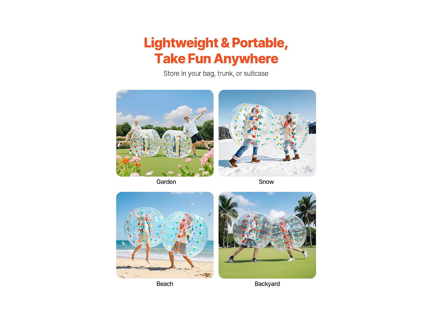 Bulle Gonflable SucceBuy Ballon Pare-Chocs Gonflable (1 Pièce) 1.5 m, Ballon en PVC de 0.08cm d'Épaisseur pour Jeux d'Équipe, Parc et Cour, Multicolore