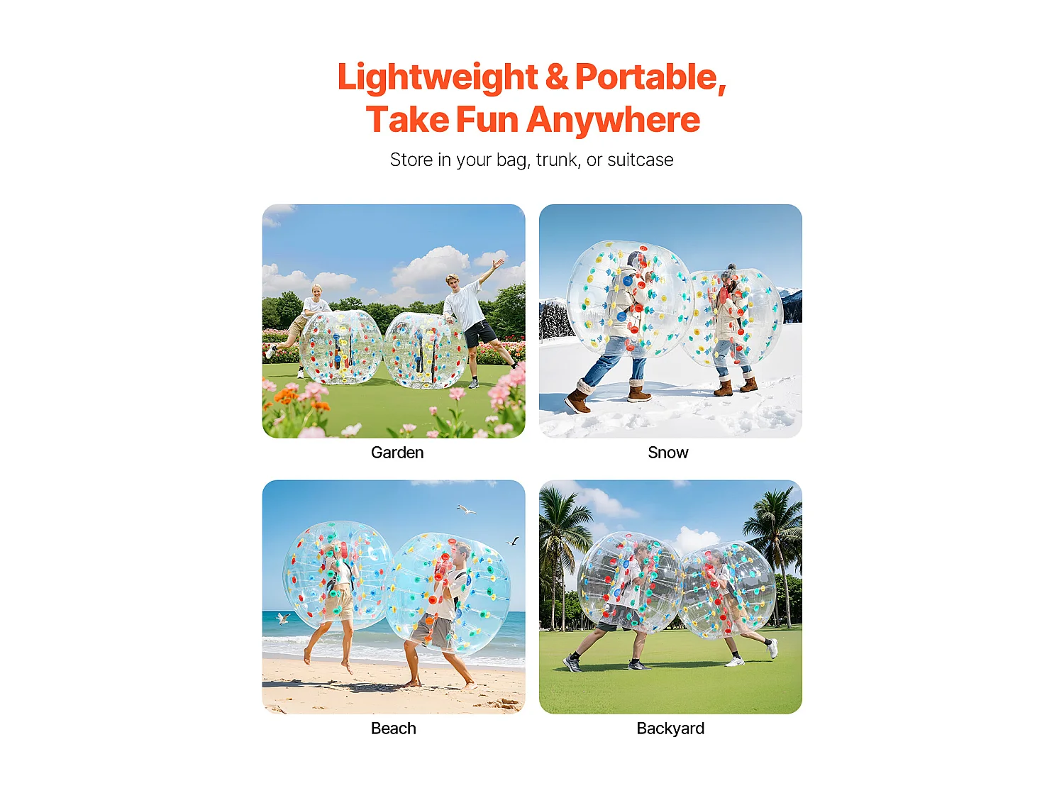 Bulle Gonflable SucceBuy Ballon Pare-Chocs Gonflable (1 Pièce) 1.5 m, Ballon en PVC de 0.08cm d'Épaisseur pour Jeux d'Équipe, Parc et Cour, Multicolore