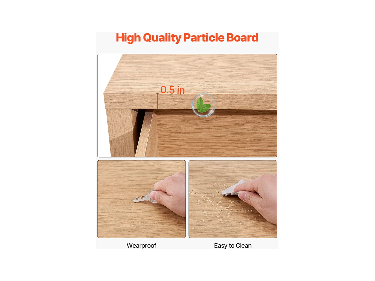 Commode 6 Tiroirs Cannelés SucceBuy, Bois, Système Coulissant/Anti-Basculement, Style Moderne, Organisateur, Salon/Couloir/Chambre/Entrée, Bois Clair