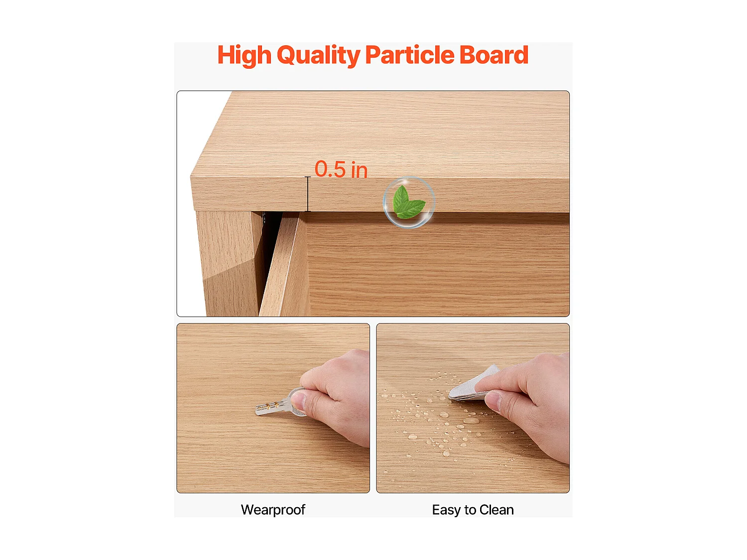 Commode 6 Tiroirs Cannelés SucceBuy, Bois, Système Coulissant/Anti-Basculement, Style Moderne, Organisateur, Salon/Couloir/Chambre/Entrée, Bois Clair