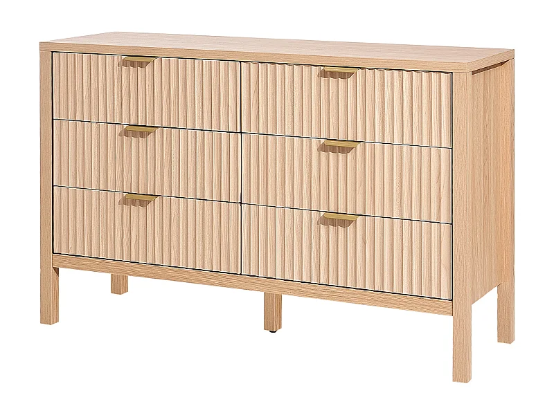 Komoda z 6 Szufladami SucceBuy, Drewno, System Wysuwany/Przeciwprzechyleniowy, Styl Nowoczesny, Organizer, Salon/Korytarz/Sypialnia/Przedpokój, Jasne Drewno