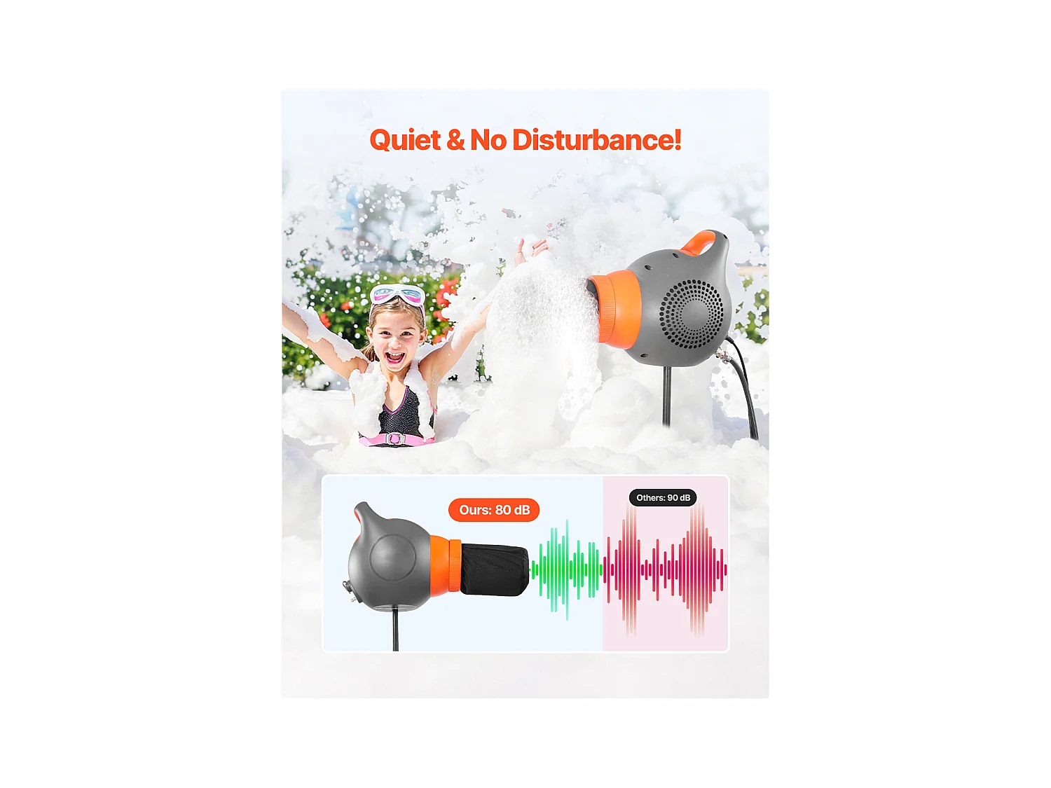 Machine à Mousse SucceBuy 120 W, avec Trépied, pour Jardin, Piscine, Événements en Plein Air, Anniversaires, Fêtes et Autres Événements, Gris et Orange