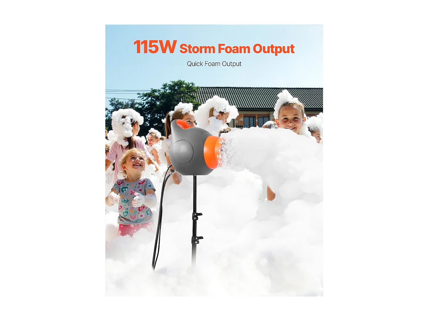 Machine à Mousse SucceBuy 120 W, avec Trépied, pour Jardin, Piscine, Événements en Plein Air, Anniversaires, Fêtes et Autres Événements, Gris et Orange