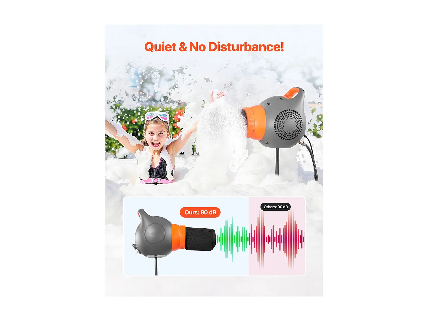 Machine à Mousse SucceBuy 120 W, avec Trépied, pour Jardin, Piscine, Événements en Plein Air, Anniversaires, Fêtes et Autres Événements, Gris et Orange