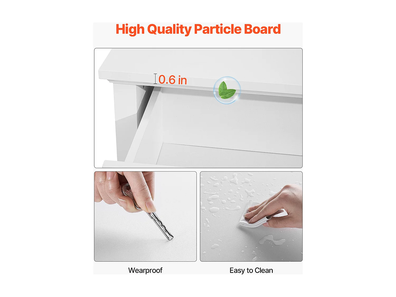 Comò a 6 Cassetti SucceBuy, Legno, Sistema Scorrevole/Antiribaltamento, Stile Retrò Minimalista, Mobile TV/Armadio, Soggiorno/Camera da Letto/Ingresso, Bianco