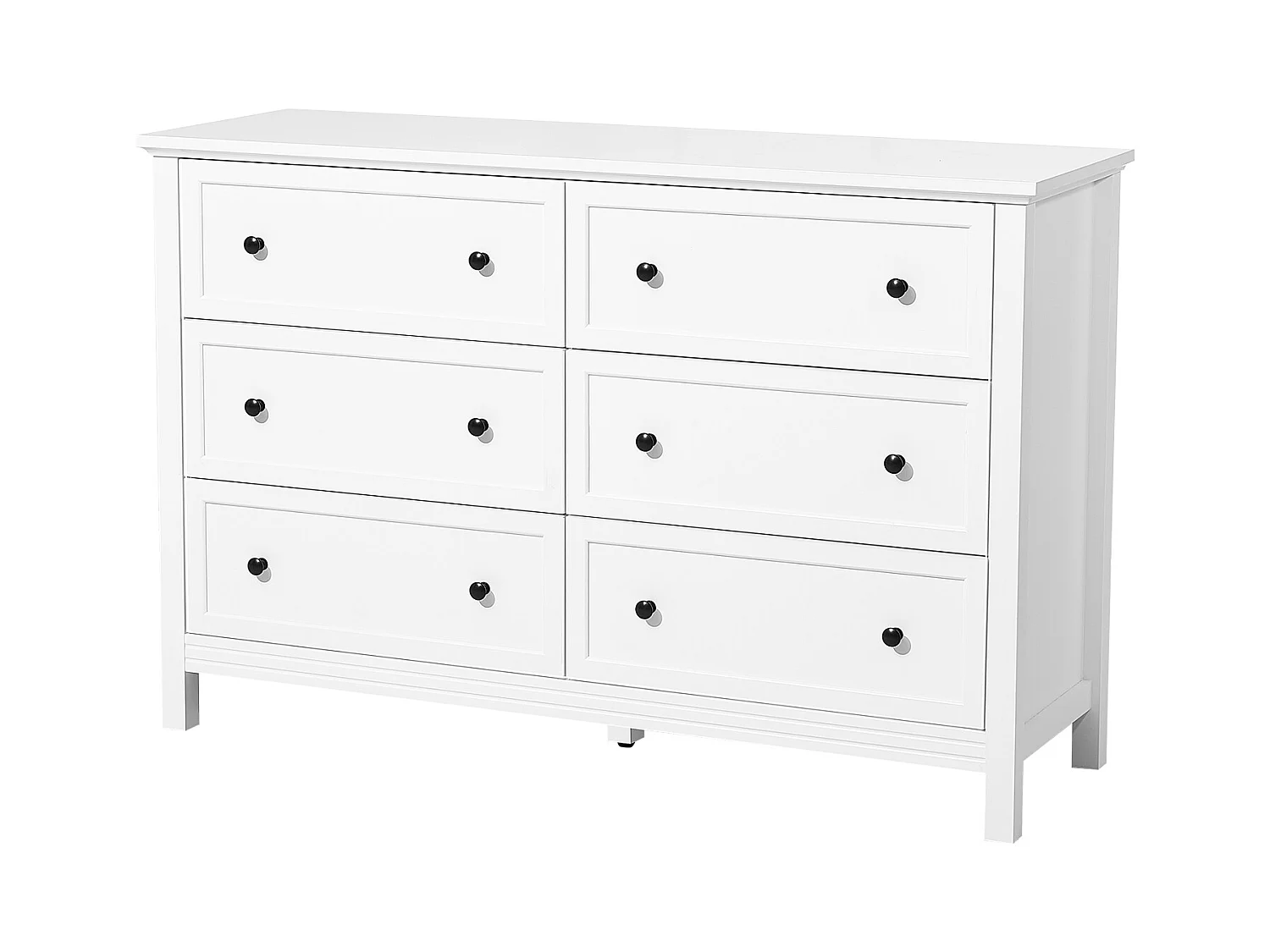 Cómoda de 6 Cajones SucceBuy, Madera, Sistema Deslizante/Antivuelco, Estilo Retro Minimalista, Mueble para TV/Armario, Salón/Pasillo/Dormitorio/Entrada, Blanco