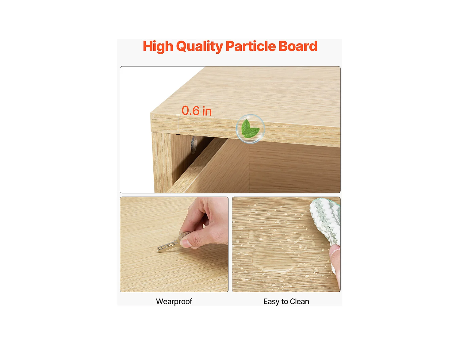 Commode 6 Tiroirs SucceBuy, Bois, Système Coulissant/Anti-Basculement, Style Moderne, Organisateur de Placard, Salon/Couloir/Chambre/Entrée, Bois Clair