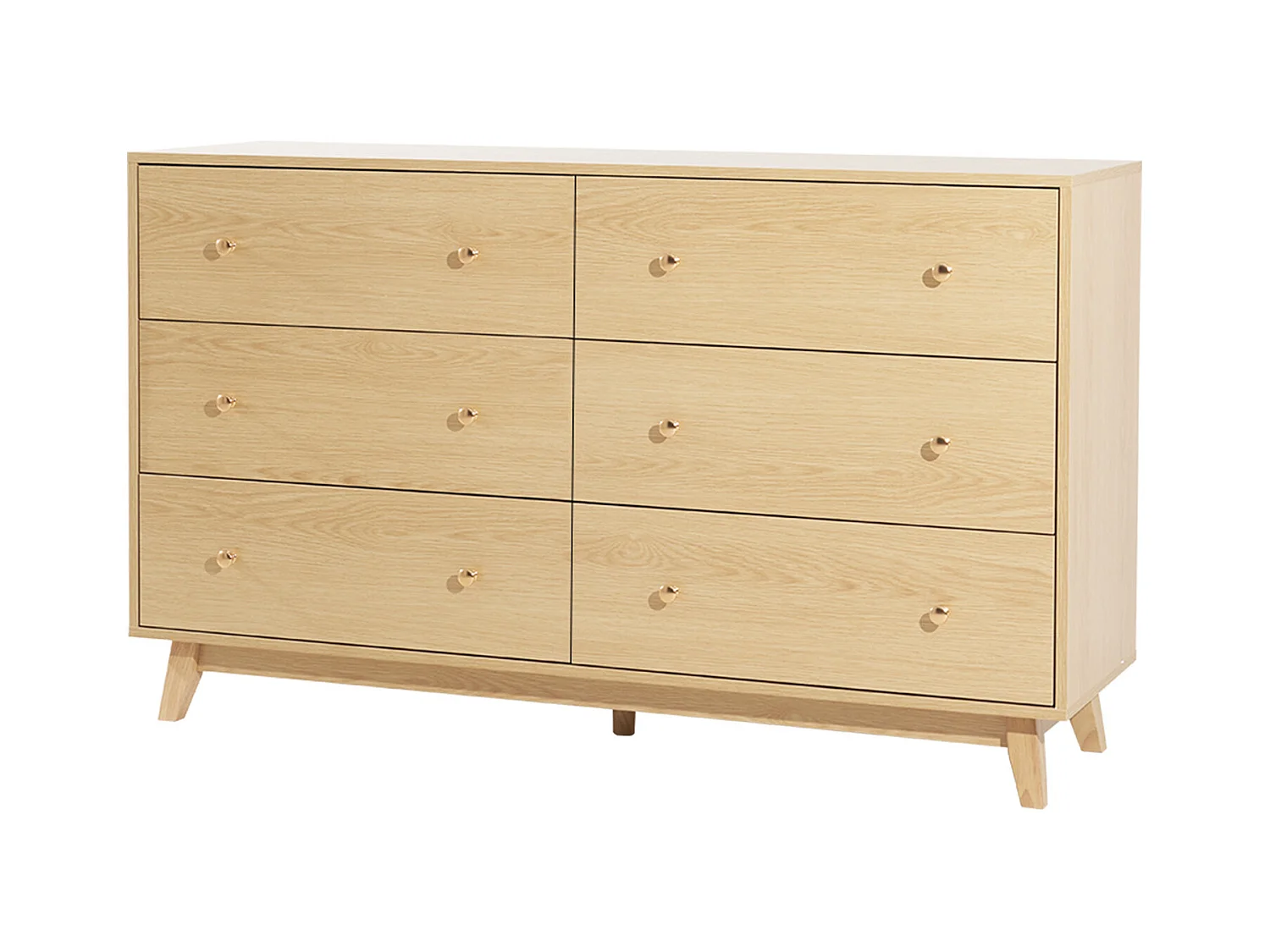 Ladekast met 6 Lades SucceBuy, Hout, Uitschuifbaar/Kantelbestendig Systeem, Moderne Stijl, Kastorganizer, Woonkamer/Gang/Slaapkamer/Hal, Licht Hout