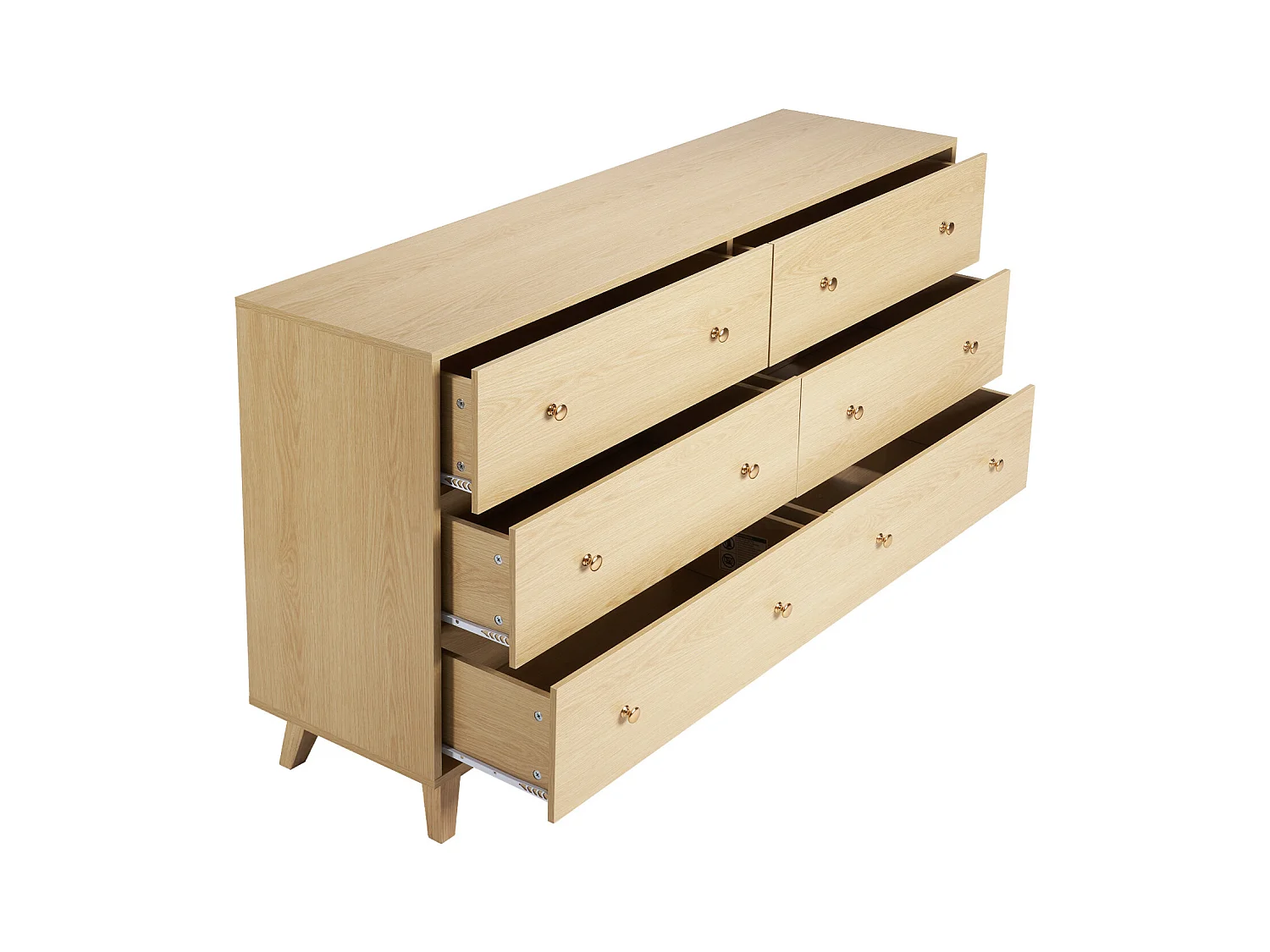 Commode 6 Tiroirs SucceBuy, Bois, Système Coulissant/Anti-Basculement, Style Moderne, Organisateur de Placard, Salon/Couloir/Chambre/Entrée, Bois Clair