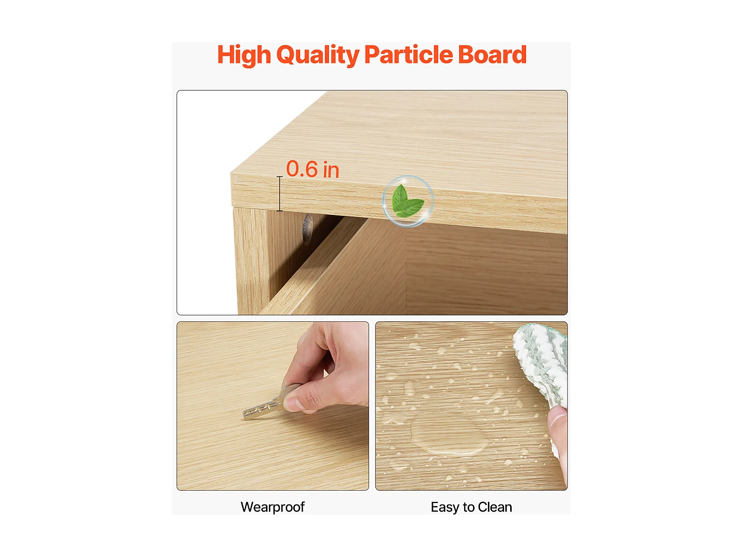 Commode 6 Tiroirs SucceBuy, Bois, Système Coulissant/Anti-Basculement, Style Moderne, Organisateur de Placard, Salon/Couloir/Chambre/Entrée, Bois Clair