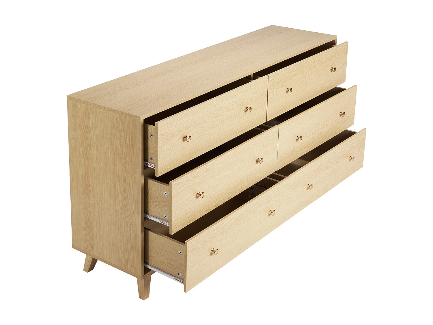 Commode 6 Tiroirs SucceBuy, Bois, Système Coulissant/Anti-Basculement, Style Moderne, Organisateur de Placard, Salon/Couloir/Chambre/Entrée, Bois Clair