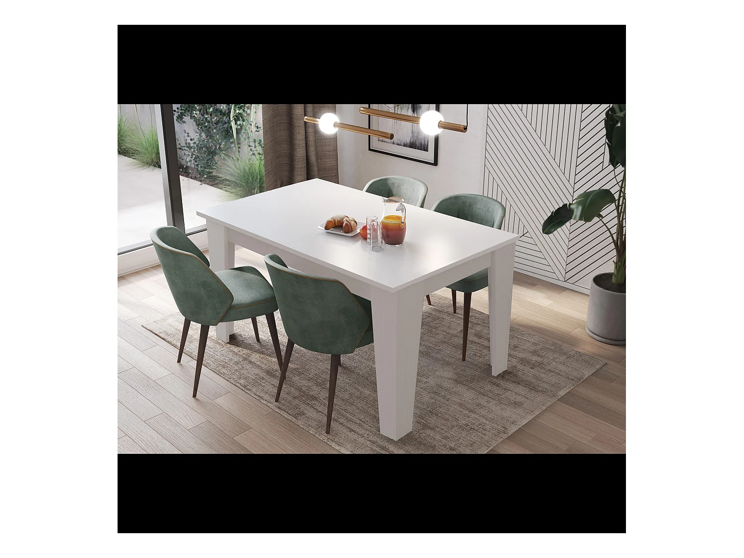 Tavolo da Pranzo Allungabile Da 140 A 200 Cm Gambe a Spillo Design Moderno 8 Posti Estensibile Guide In Metallo Cucina Salotto Soggiorno Bianco