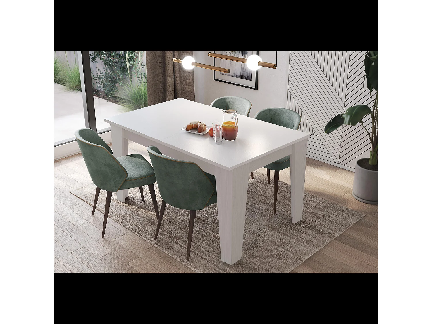 Tavolo da Pranzo Allungabile Da 140 A 200 Cm Gambe a Spillo Design Moderno 8 Posti Estensibile Guide In Metallo Salotto Soggiorno 200 x 90 x 78 Cm Bianco