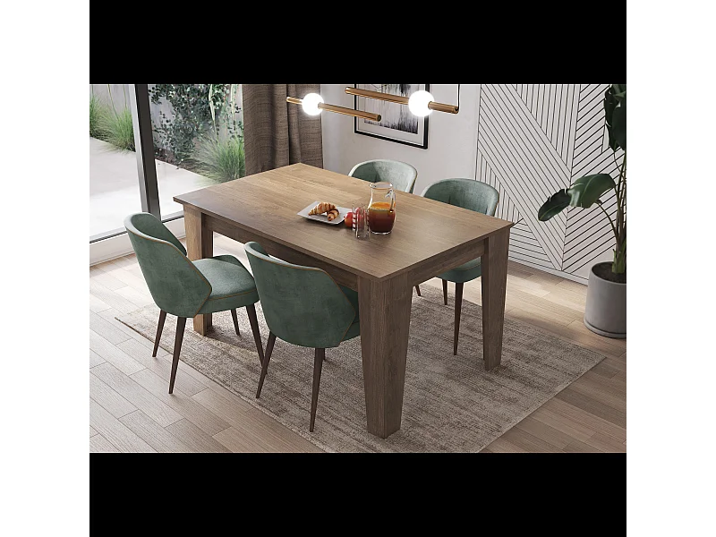 Tavolo da Pranzo Allungabile Da 140 A 200 Cm Gambe a Spillo Design Moderno 8 Posti Estensibile Guide In Metallo Salotto Soggiorno 200 x 90 x 78 Cm Noce