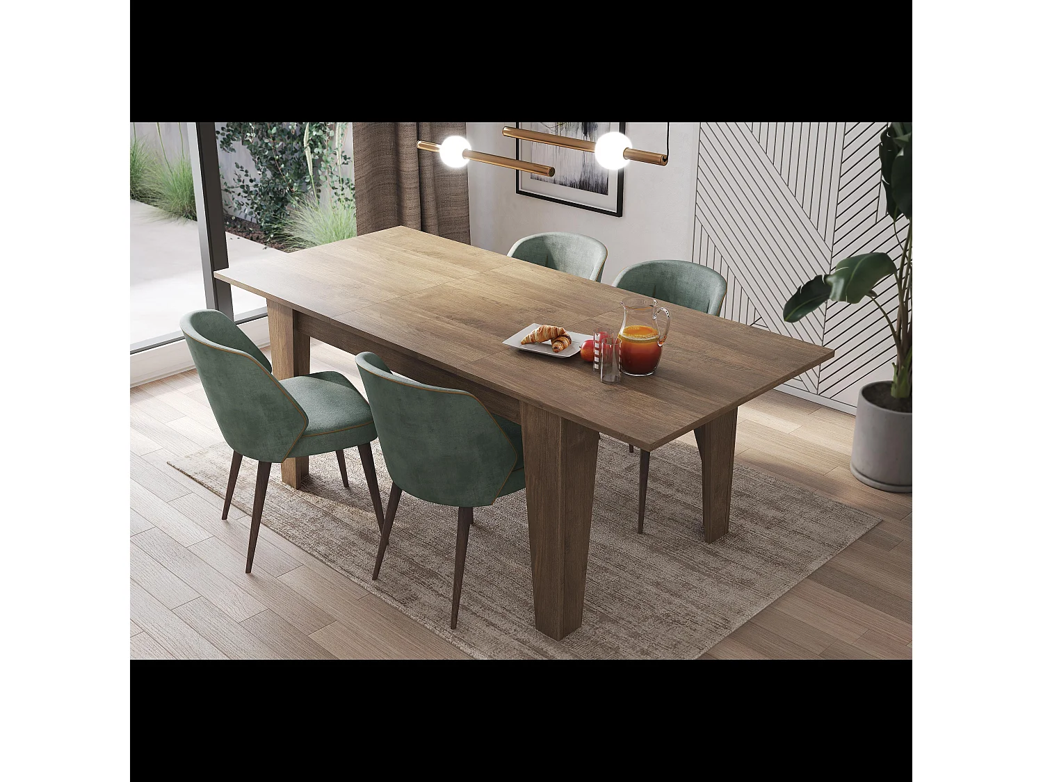 Tavolo da Pranzo Allungabile Da 140 A 200 Cm Gambe a Spillo Design Moderno 8 Posti Estensibile Guide In Metallo Salotto Soggiorno 200 x 90 x 78 Cm Noce