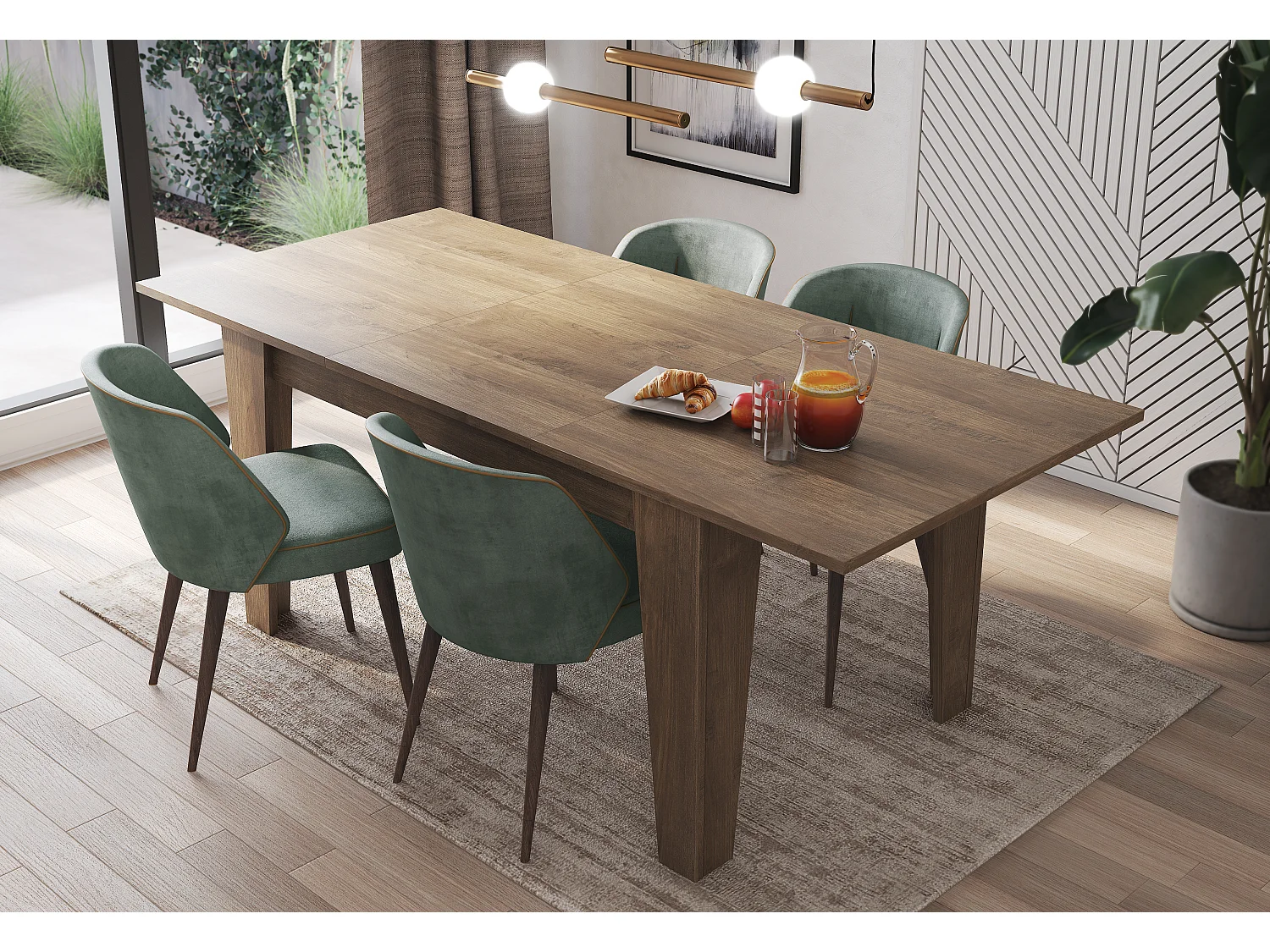 Tavolo da Pranzo Allungabile Da 140 A 200 Cm Gambe a Spillo Design Moderno 8 Posti Estensibile Guide In Metallo Salotto Soggiorno 200 x 90 x 78 Cm Noce