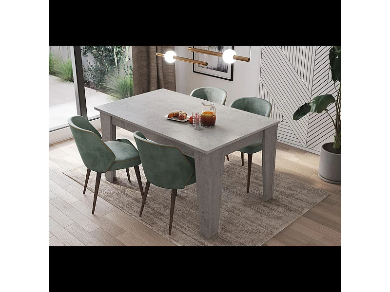 Tavolo da Pranzo Allungabile Da 140 A 200 Cm Gambe a Spillo Design Moderno 8 Posti Estensibile Guide In Metallo Salotto Soggiorno 200 x 90 x 78 Cm Grigio Cemento