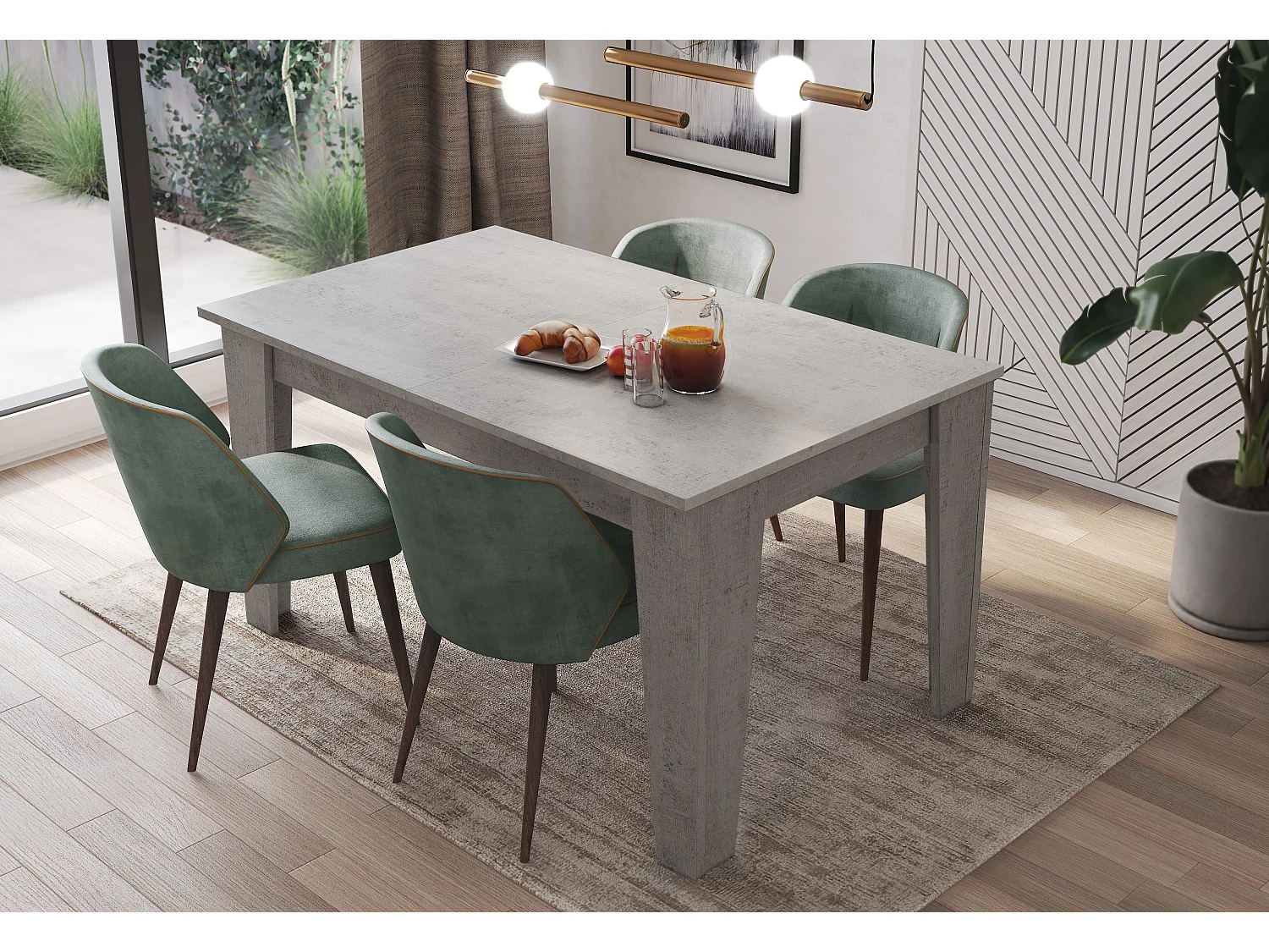 Tavolo da Pranzo Allungabile Da 140 A 200 Cm Gambe a Spillo Design Moderno 8 Posti Estensibile Guide In Metallo Salotto Soggiorno 200 x 90 x 78 Cm Grigio Cemento