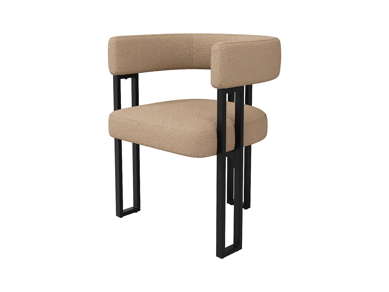 Lot de 6 Chaise de salle à manger rembourrées - en tissu en flanelle - structure en métal - marron