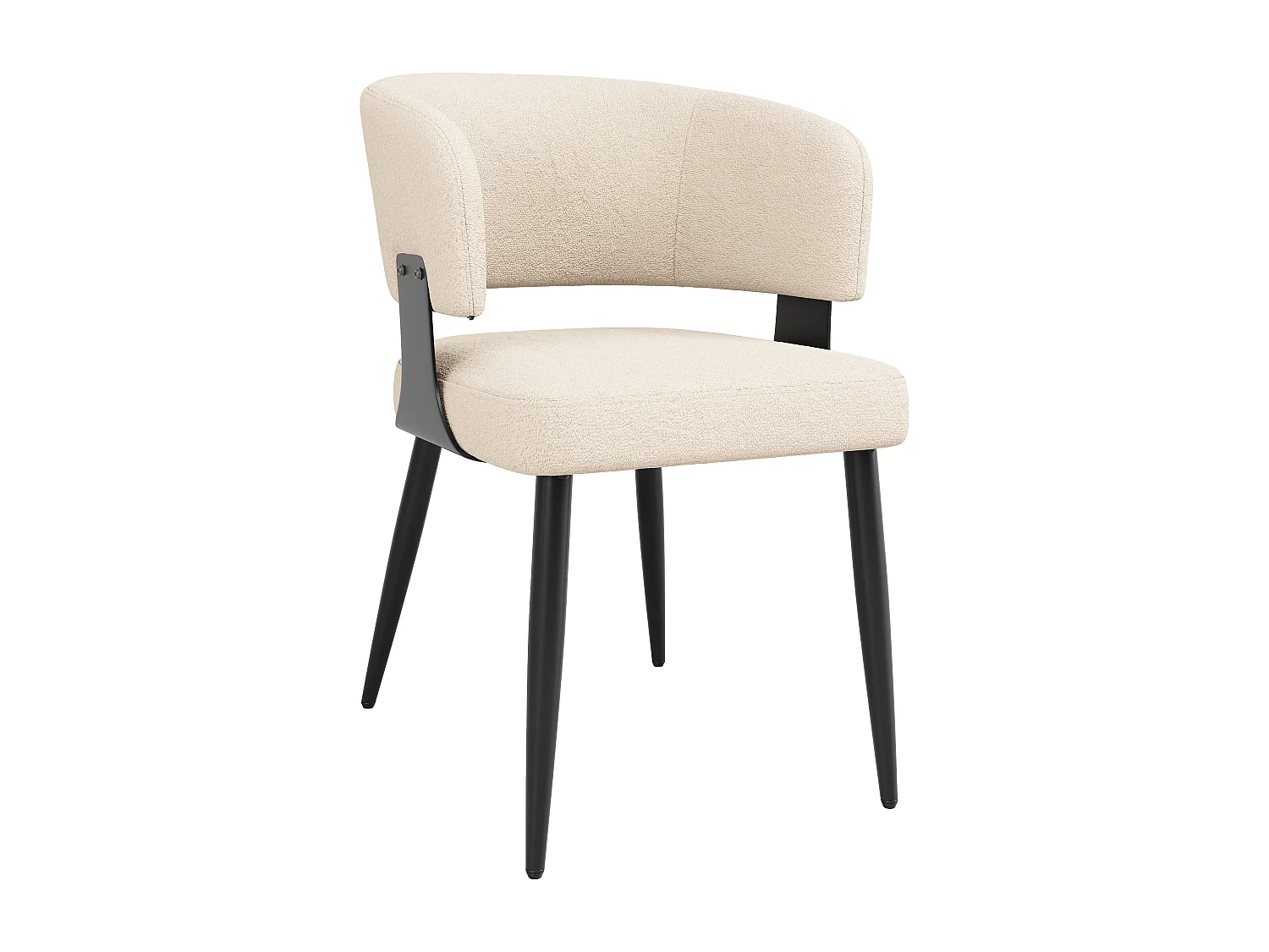 Lot de 2 Chaise de salle à manger rembourrées - en flanelle - structure en métal - style moderne - Beige